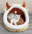 Semi-enclosed washable cat bed with cute animal print design, photo 13