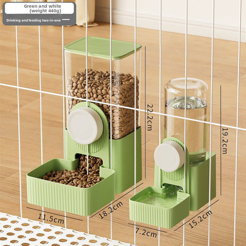 Hanging gravity pet feeder and water dispenser for cages in two tone colours, view 19