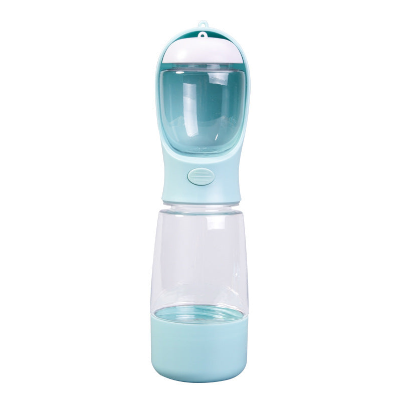 Three-in-One Pet Water Bottle with Food Container, Waste Bin and Carry Strap for Walks