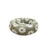 Plush round pet bed in check and floral prints, product detail photo