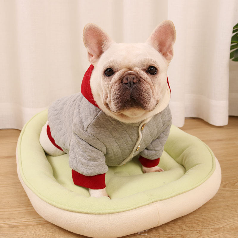Thick cotton hooded festive dog coat, available in 2 colours, image 3