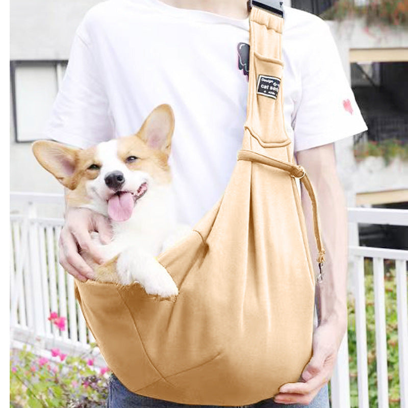 Grey pet sling carrier bag with adjustable shoulder strap, photo 14