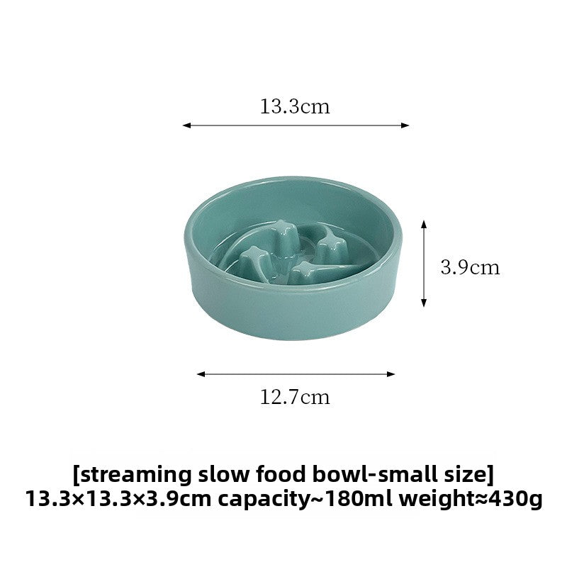 Meteor Shaped Ceramic Slow Feeder Pet Bowl in Small Medium or Large with Stable Base