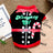 Christmas dog T-shirt in light polyester in Red with Green Trim, top view