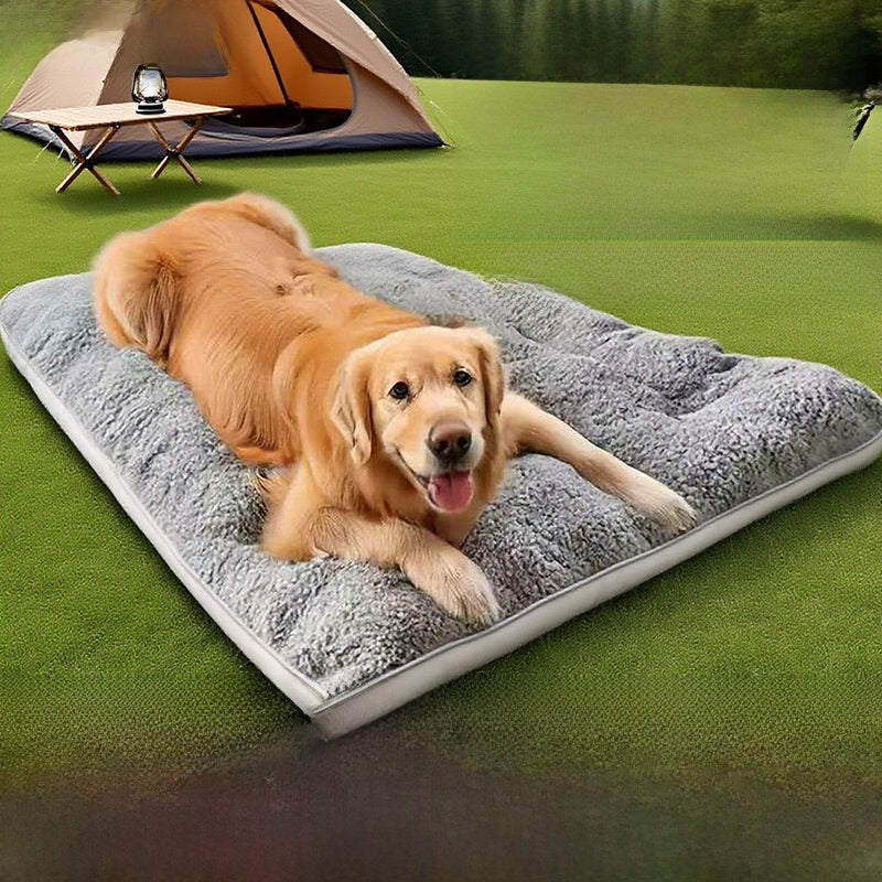 Grey reversible plush pet sleeping mat for dogs and cats, photo 2