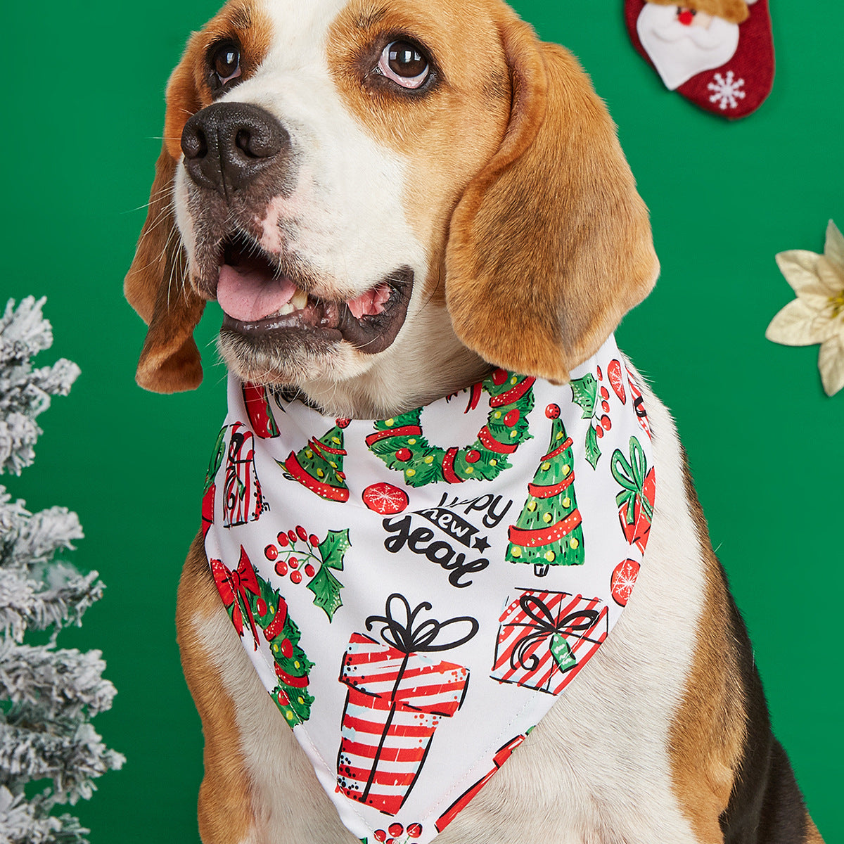 Cartoon print pet bandana for dogs and cats in Design 17, front view