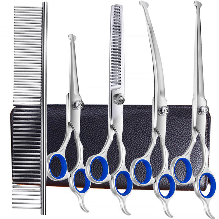 Stainless steel pet grooming scissors set with comb, photo 1 of 30