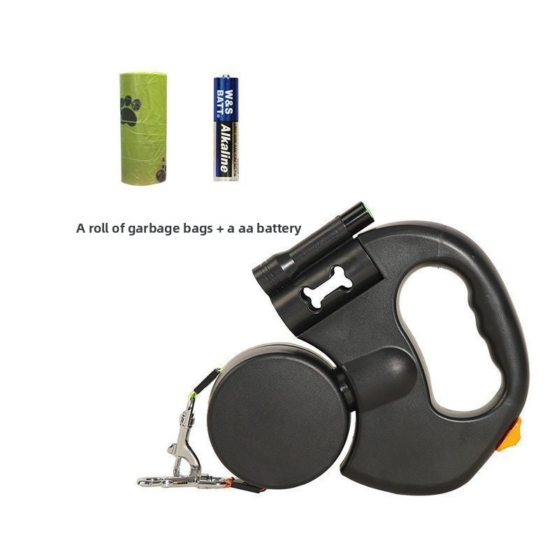 Blue retractable dog lead handle with waste bag roll attached