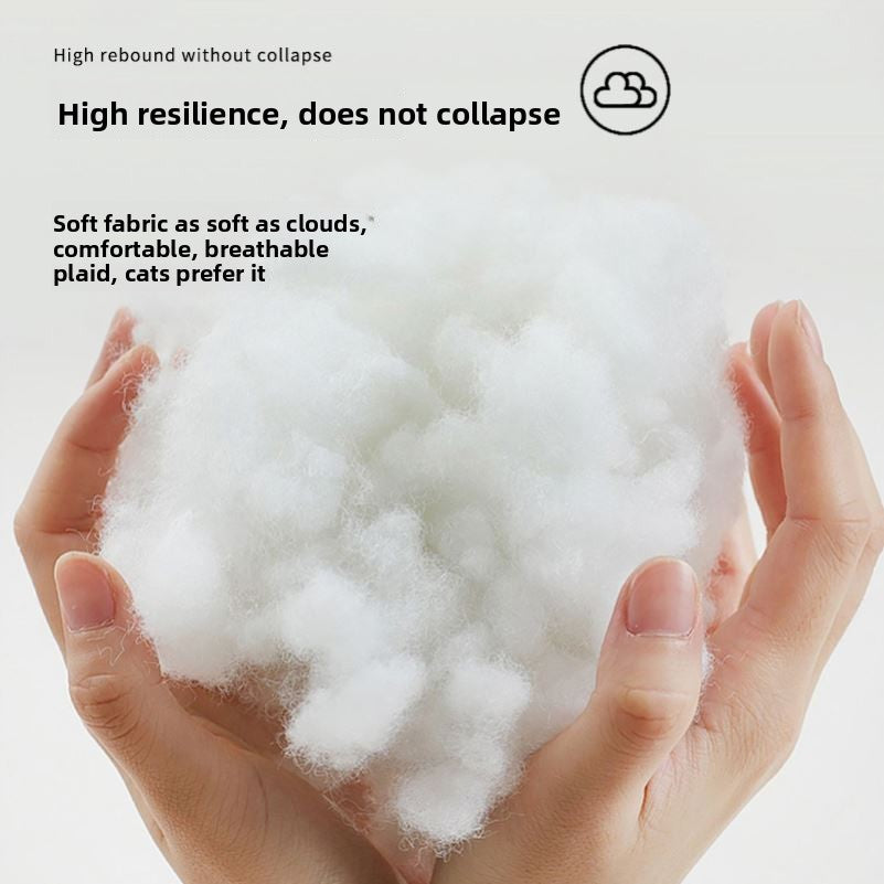 Round plush donut cat bed with raised rim, view 3