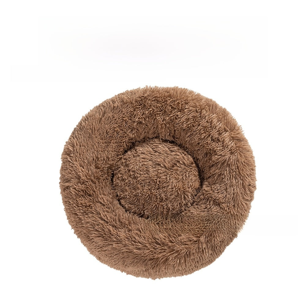 Non slip round long plush donut dog bed, view 31