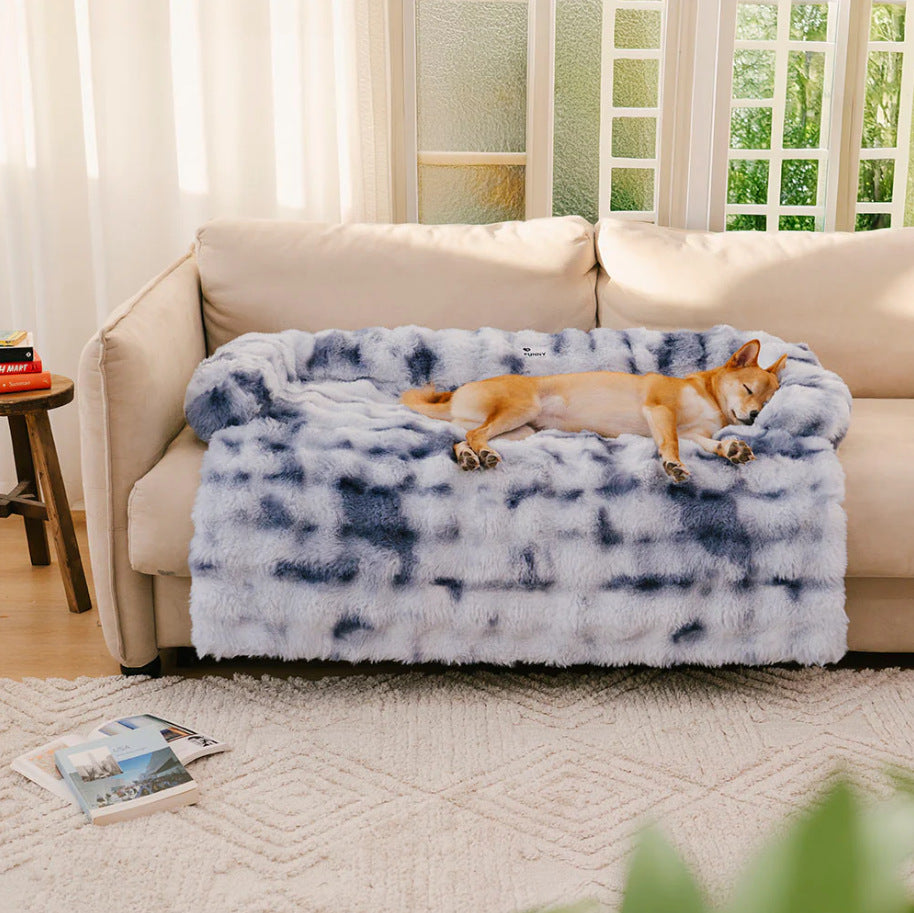 Dark grey corner long plush pet sofa bed, view 18