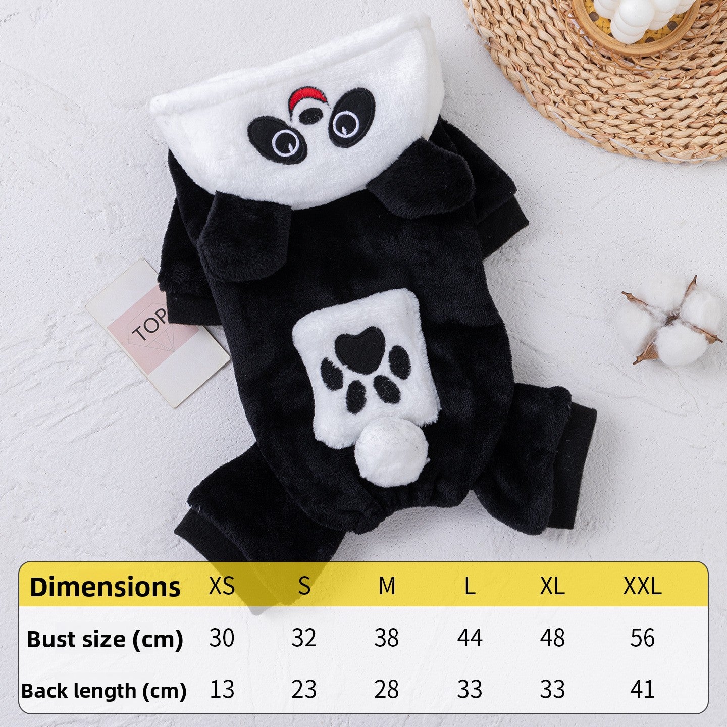 Coral fleece panda costume for small dogs and cats