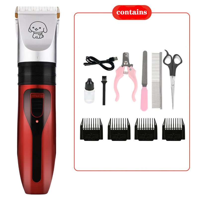 Cordless Dog Hair Clippers with Guide Combs, Low Noise Trimmer Kit