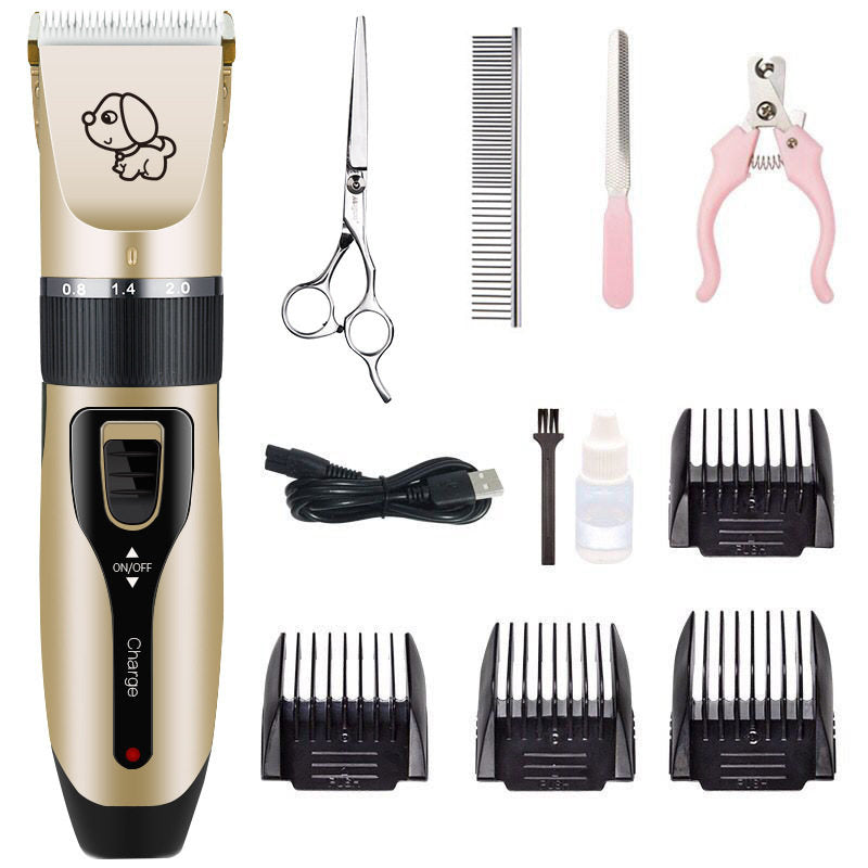 Cordless Pet Hair Clipper Set with Flat Shears and Guide Combs