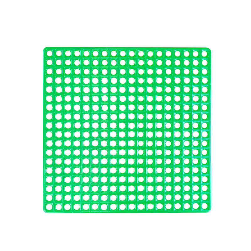 Green plastic rabbit cage floor mat with drainage holes, view 5