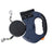 Blue retractable dog lead handle with waste bag roll attached