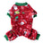 Coral fleece four-leg dog jumpsuit with holiday print in Black Style A, top view