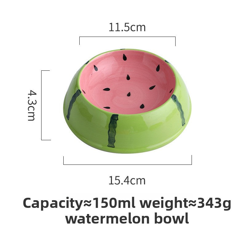 Ceramic Fruit-Shaped Pet Feeding Bowl with Anti-Spill Base in Small and Large Sizes