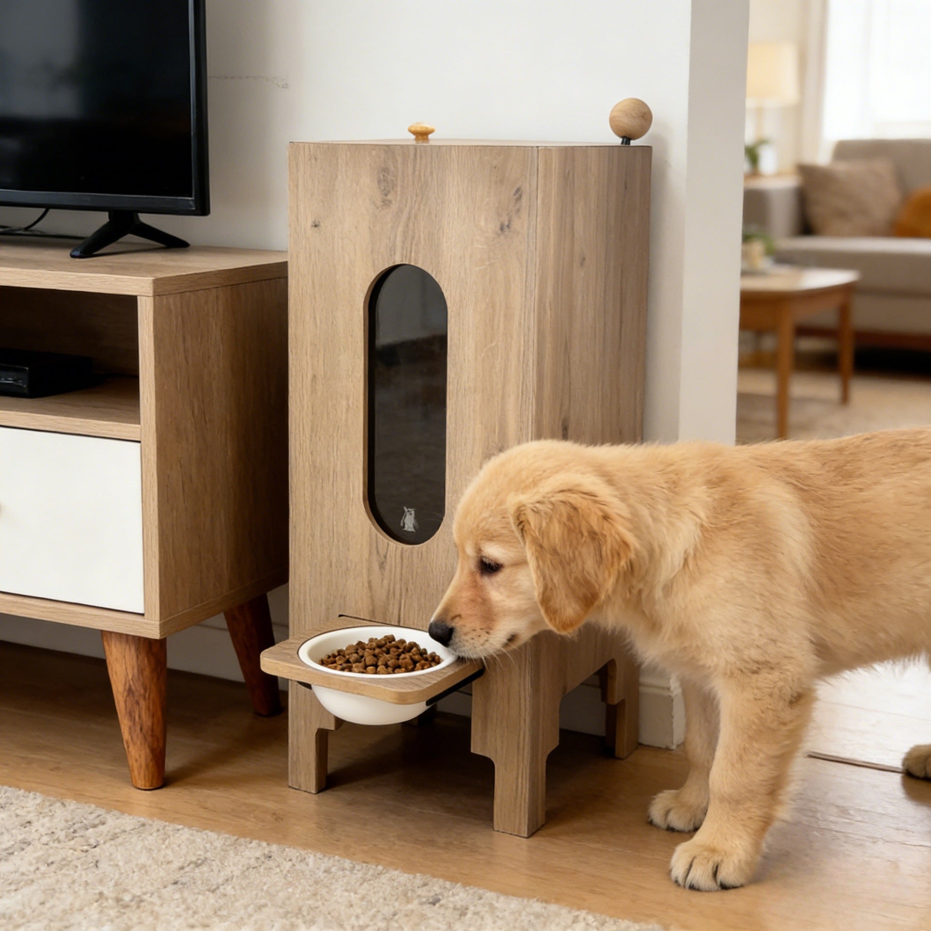 Wooden Pet Food Storage Feeder