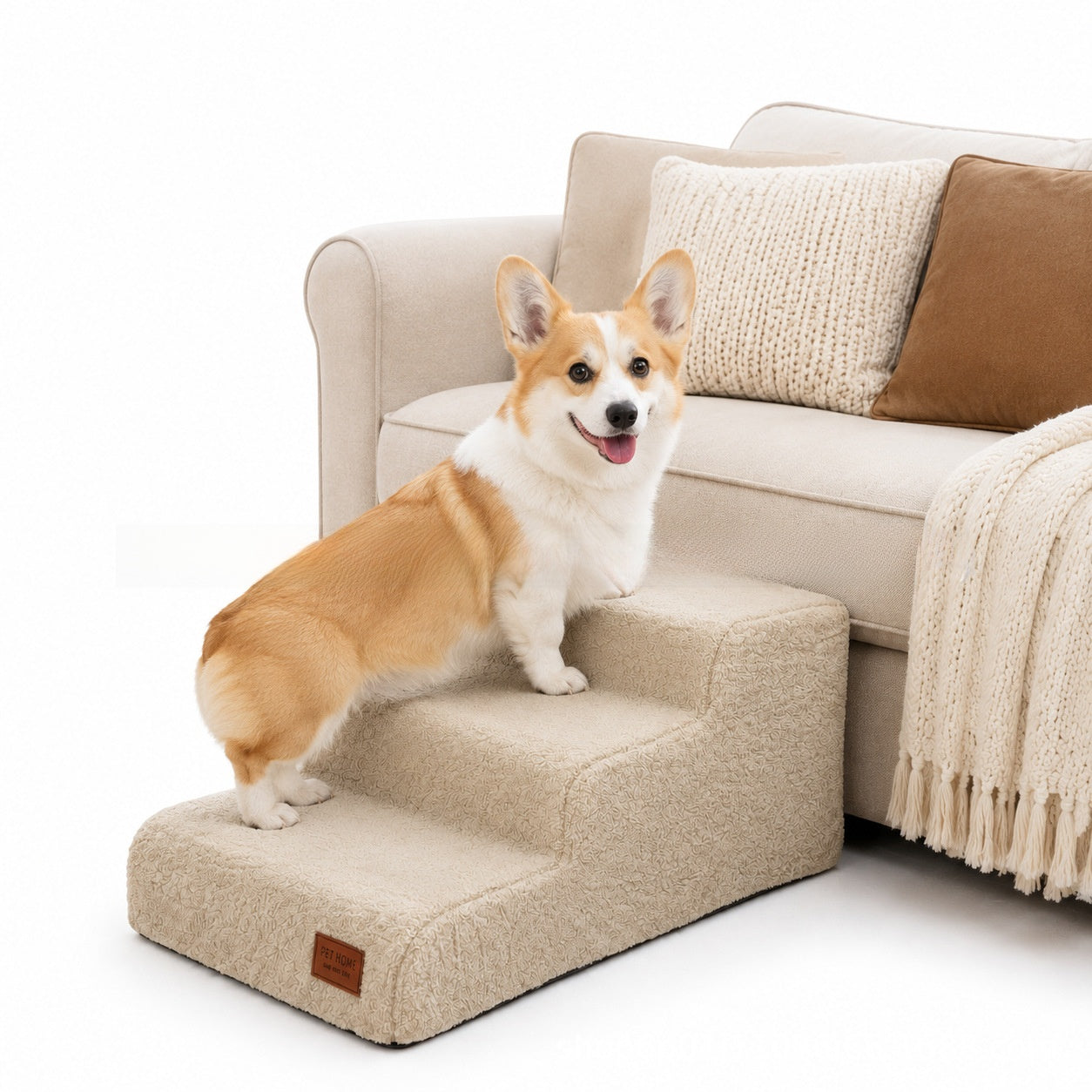 Soft sponge pet stairs with washable cover, main product photo
