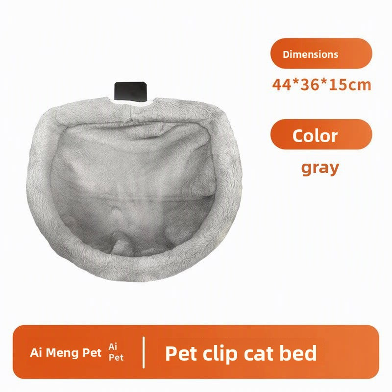 Clip-on desk cat hammock bed with soft plush and foldable frame, product image 5
