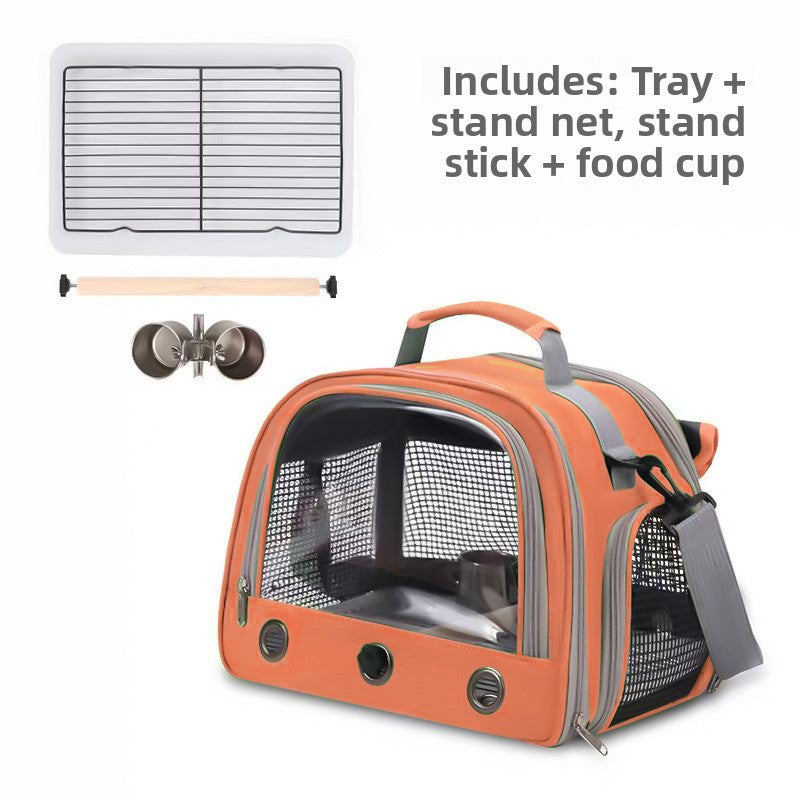 Green breathable bird carrier shoulder bag with mesh windows, view 22