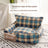 Washable cotton dog bed in plaid, full product photo