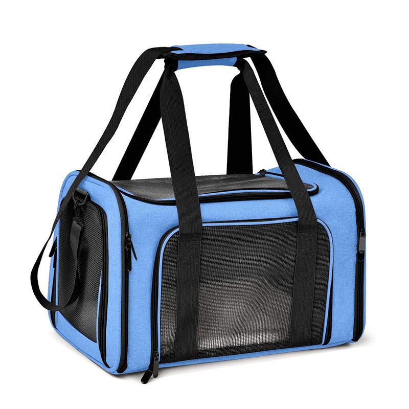 Black breathable mesh pet carrier bag with geometric pattern, photo 5
