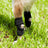 Protective black nylon dog knee sleeve for licking prevention in Black, close-up detail