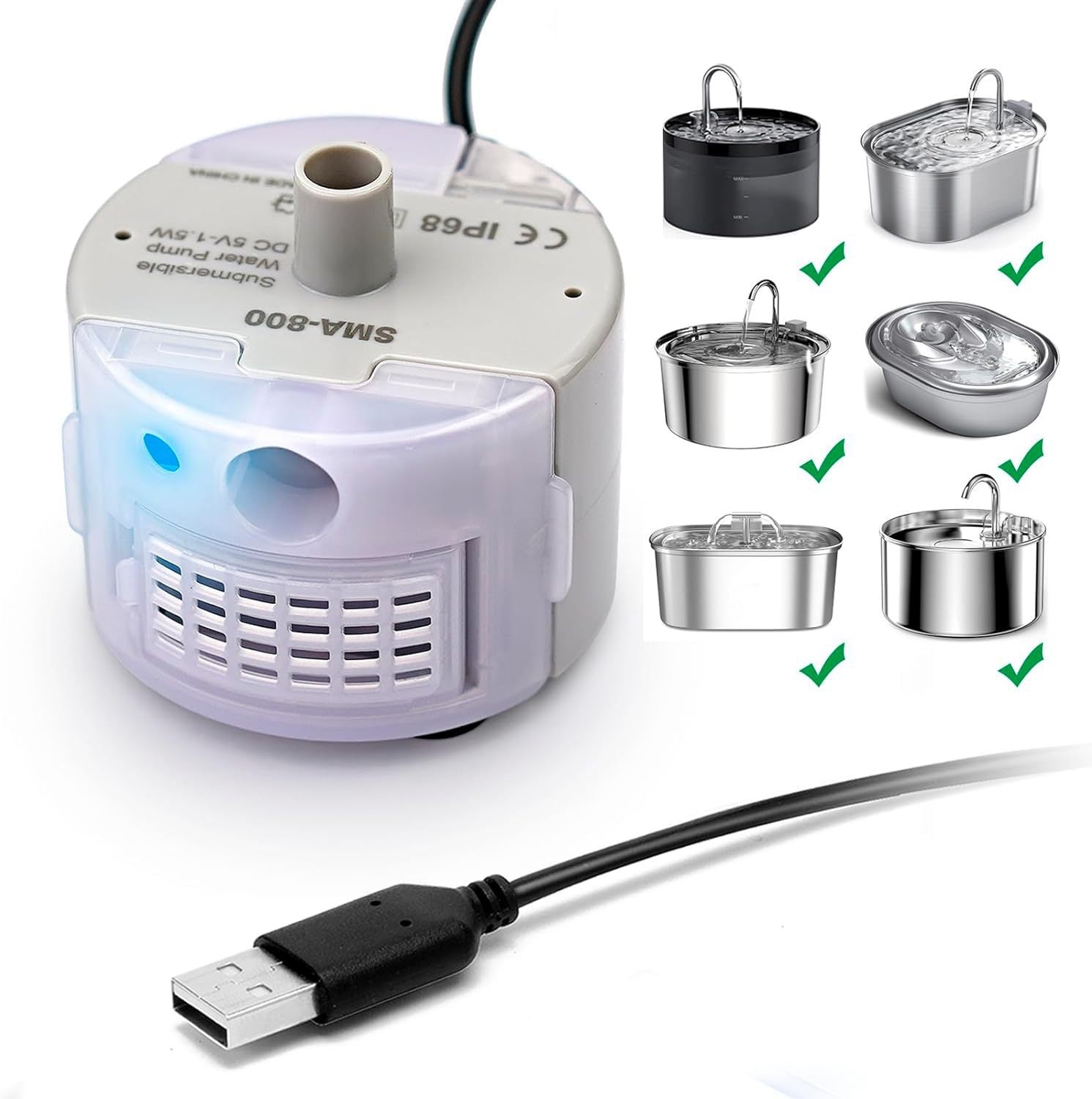 Stainless Steel Pet Water Fountain with Silent Pump and Filter for Cats and Dogs