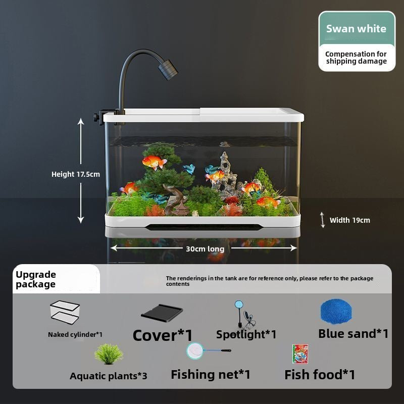 Small desktop plastic fish tank with clear cover and air pump, view 10