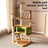 Pine green multi-level cat climbing tower with sleeping pods
