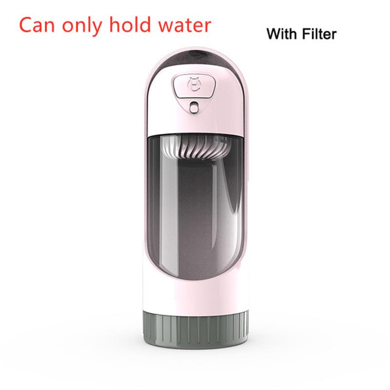 Portable Dog Water Bottle, 300ml Travel Bottle with Built-In Bowl and Filter Options