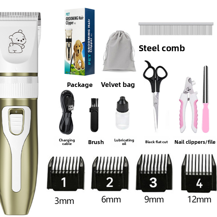Cordless Pet Hair Clipper with Upgraded Ceramic Blade and Combs
