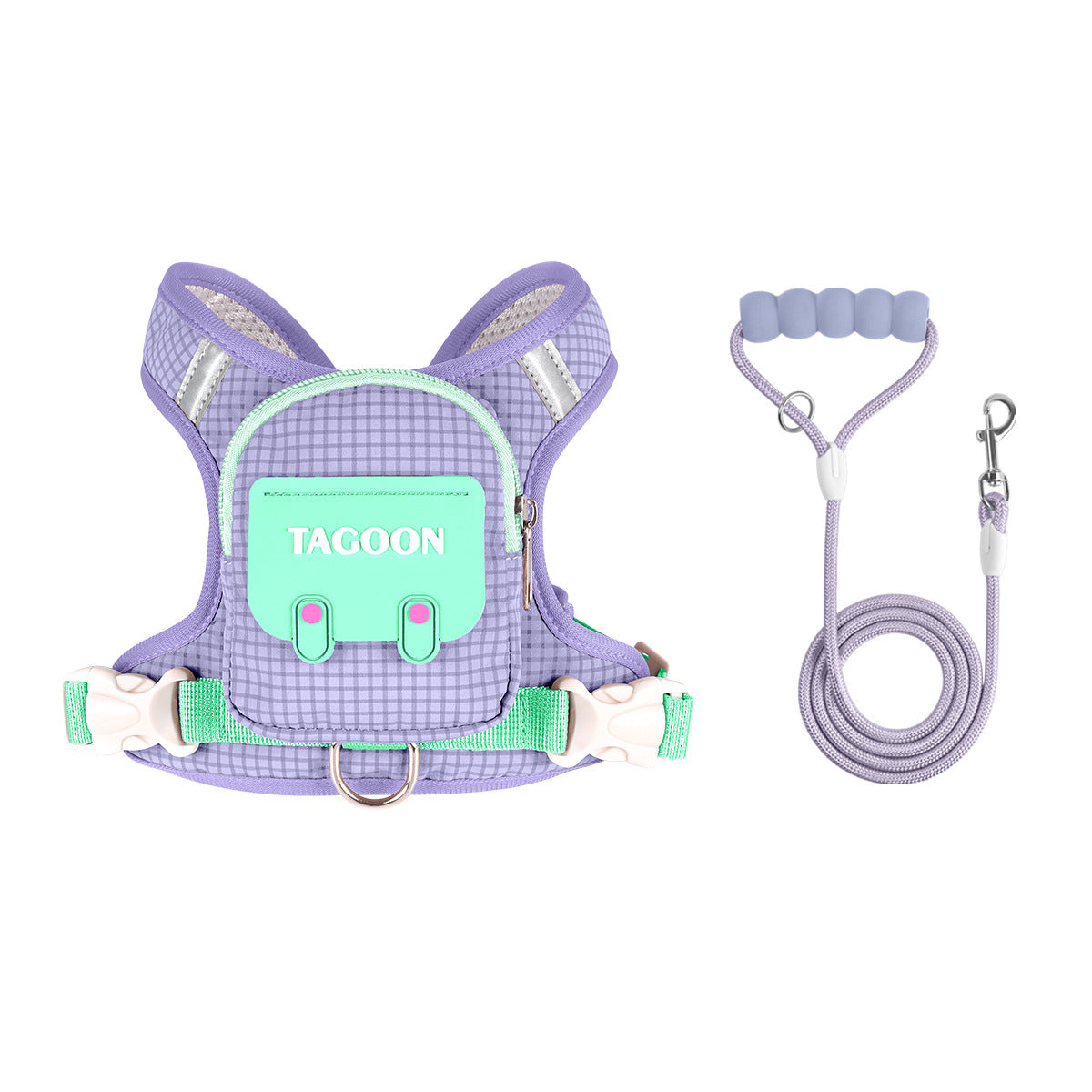 Breathable dog harness with built-in waste bag pouch, product image 27