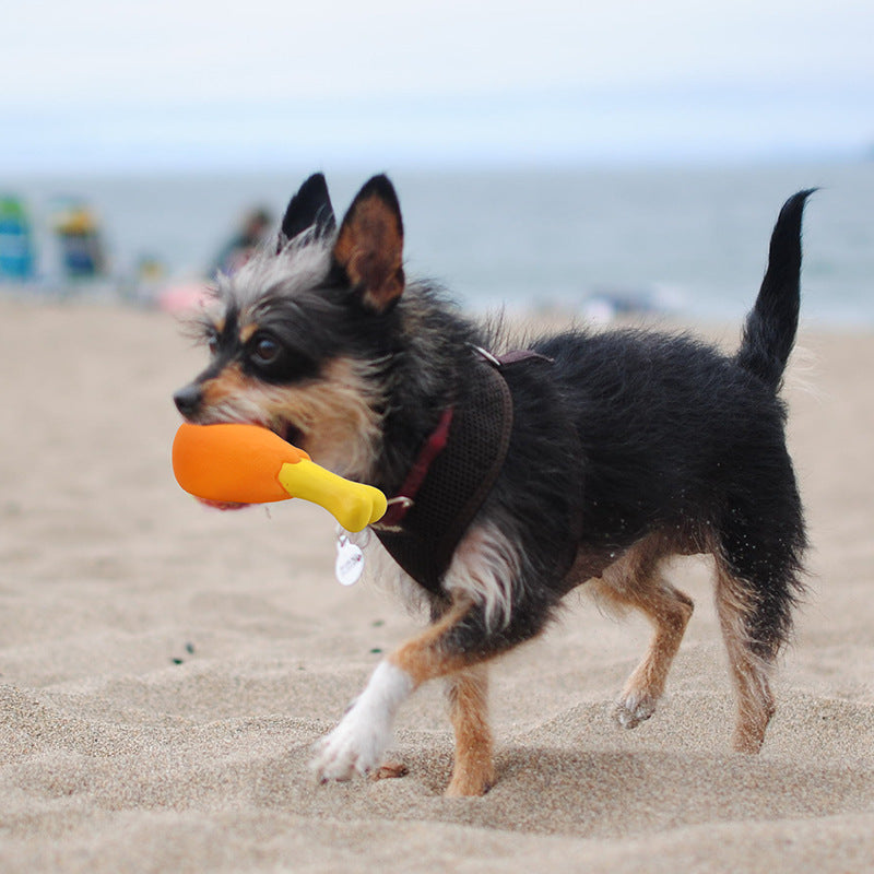 Vinyl chicken leg squeaky chew toy for dogs - photo 2
