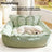 Square green washable dog bed with cooling bean mat