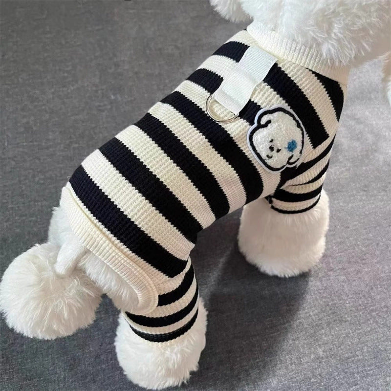 Striped four leg dog top with lead ring, available in 2 colours, image 6