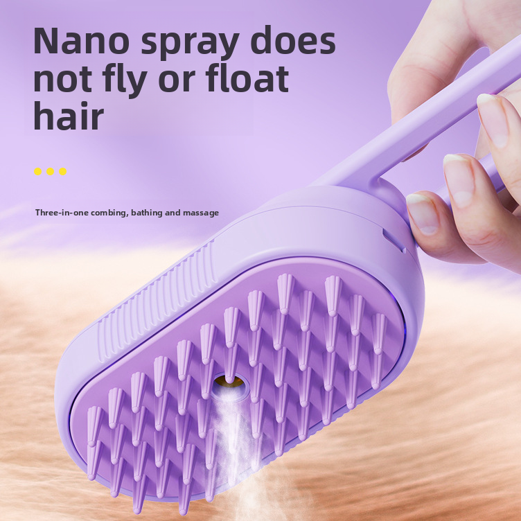 Pet Steam Spray Grooming Brush with Rotating Head for Cats and Dogs
