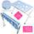 Pet grooming hammock with metal frame, shown in 3 colours and styles