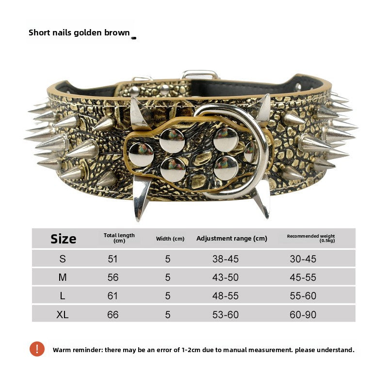 Golden brown studded dog collar with short studs, adjustable 38 to 43cm, view 4