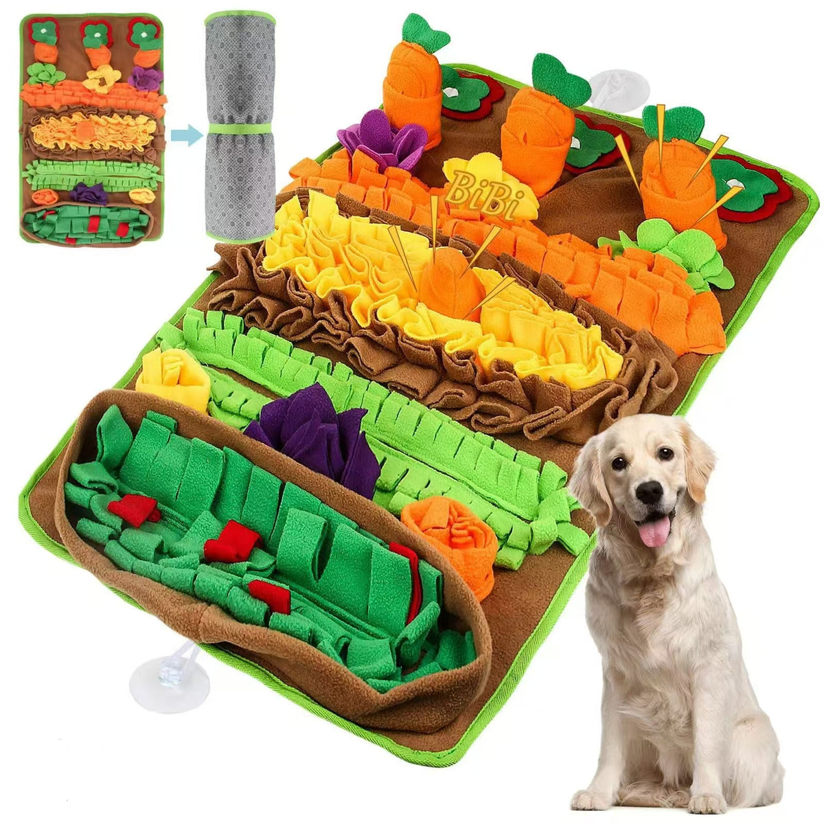 Dog puzzle snuffle mat for slow feeding and mental stimulation - view 3