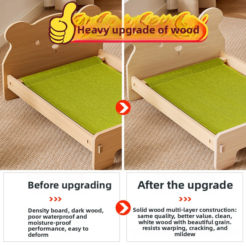 Removable washable pet bed with cute print, photo from another angle