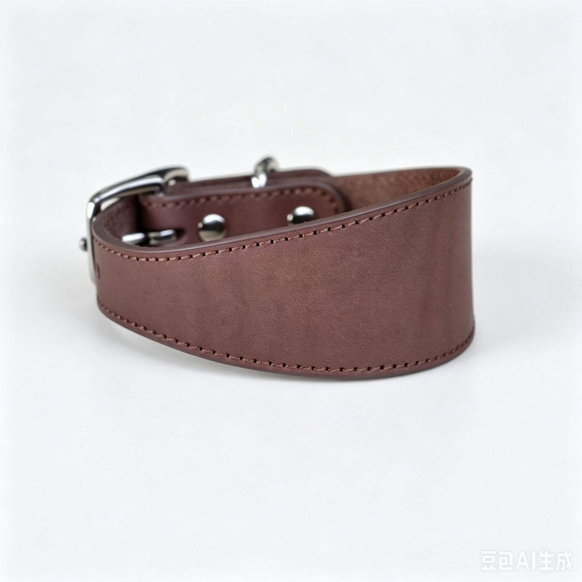 Wide leather collar for small dogs in a rich colour, product image 5