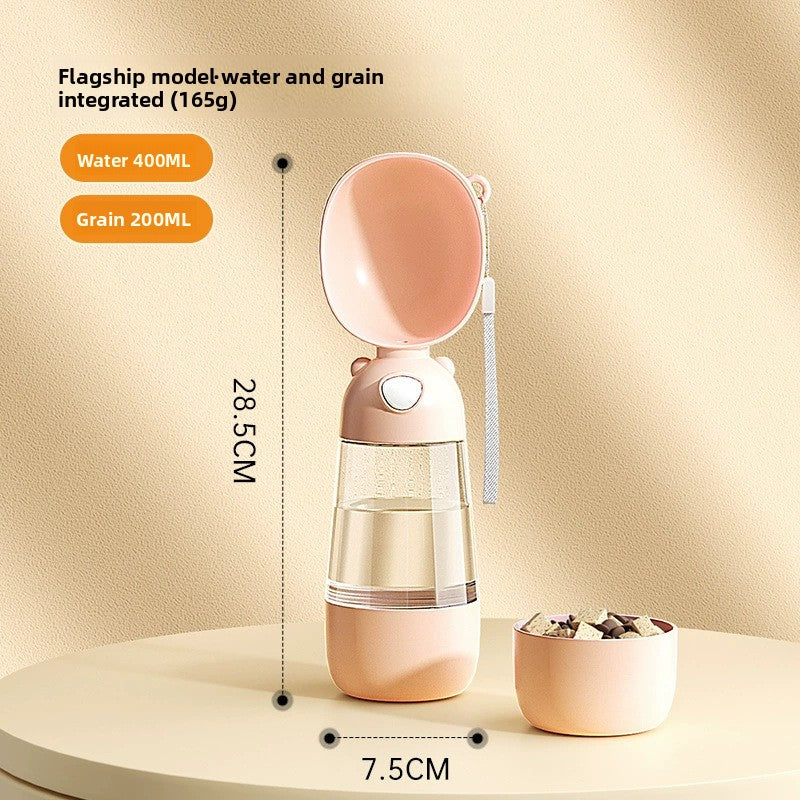 Portable dog water bottle cup with leakproof seal in Pink Deluxe with Strap, material detail