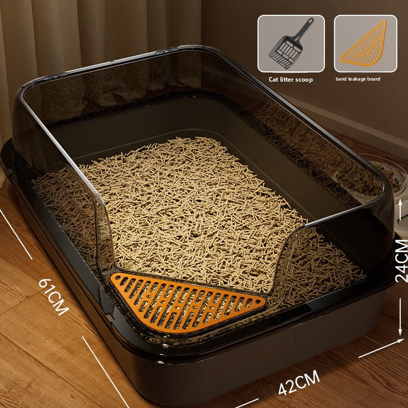 Extra Large Semi-Enclosed Cat Litter Box, High Sided Anti-Splash