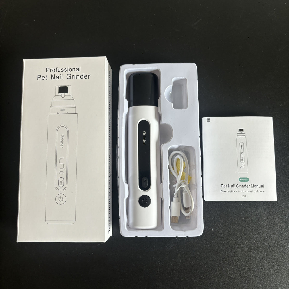 Five-Speed Rechargeable Pet Nail Grinder with Digital Display