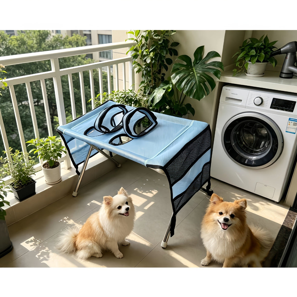 Foldable Stainless Steel Pet Grooming Table with Storage Bag