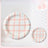 Glazed ceramic pet food plate with bear design in blue and pink, view 23