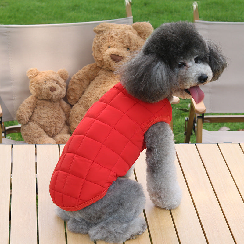 Simple padded cotton coat for small dogs and cats in Pink, side view